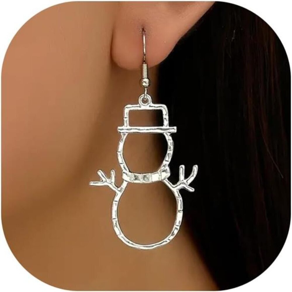 Snowman Zircon Earrings for Women Holiday Sparkle - Picture 1 of 8